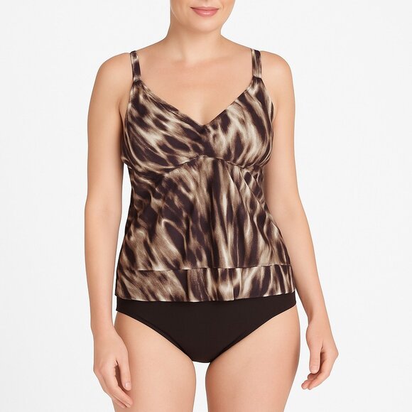Magicsuit Women's Body Control brown white  1pc Swimsuit Size 8 NWT - Picture 1 of 5